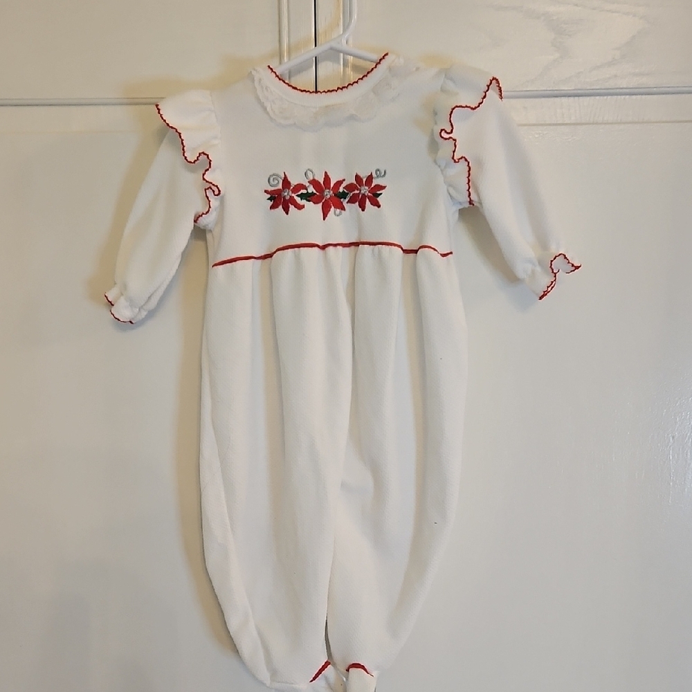 White and Red Floral Kids One Piece